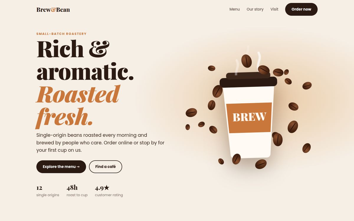 Brew & Bean — coffee brand website — concept website preview